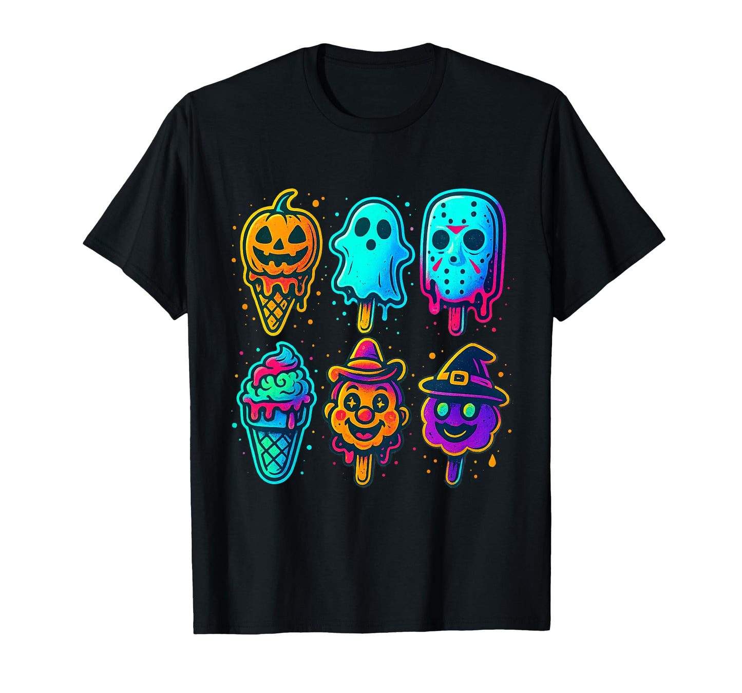 Funny Horror Ice Cream Pops Summerween Halloween Glow Youth T-Shirt