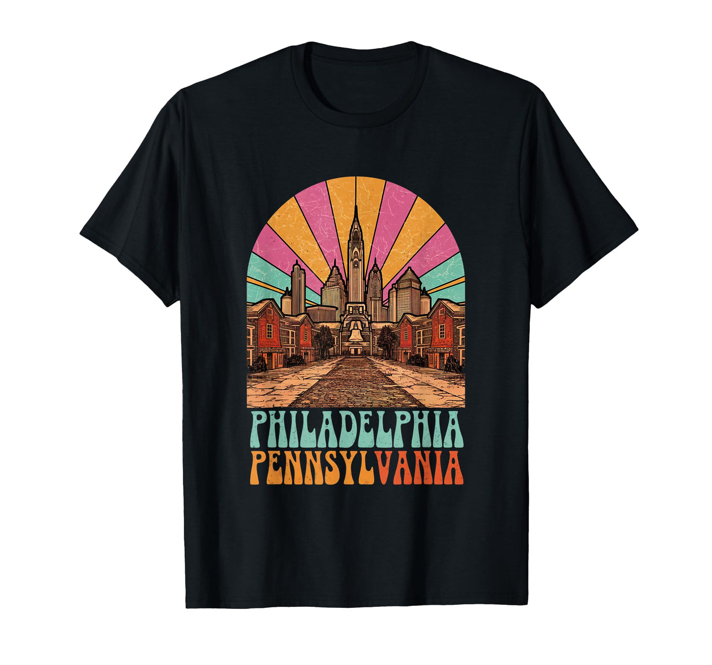 Vintage Philadelphia Pennsylvania Skyline Cityscape Retro T-Shirt
