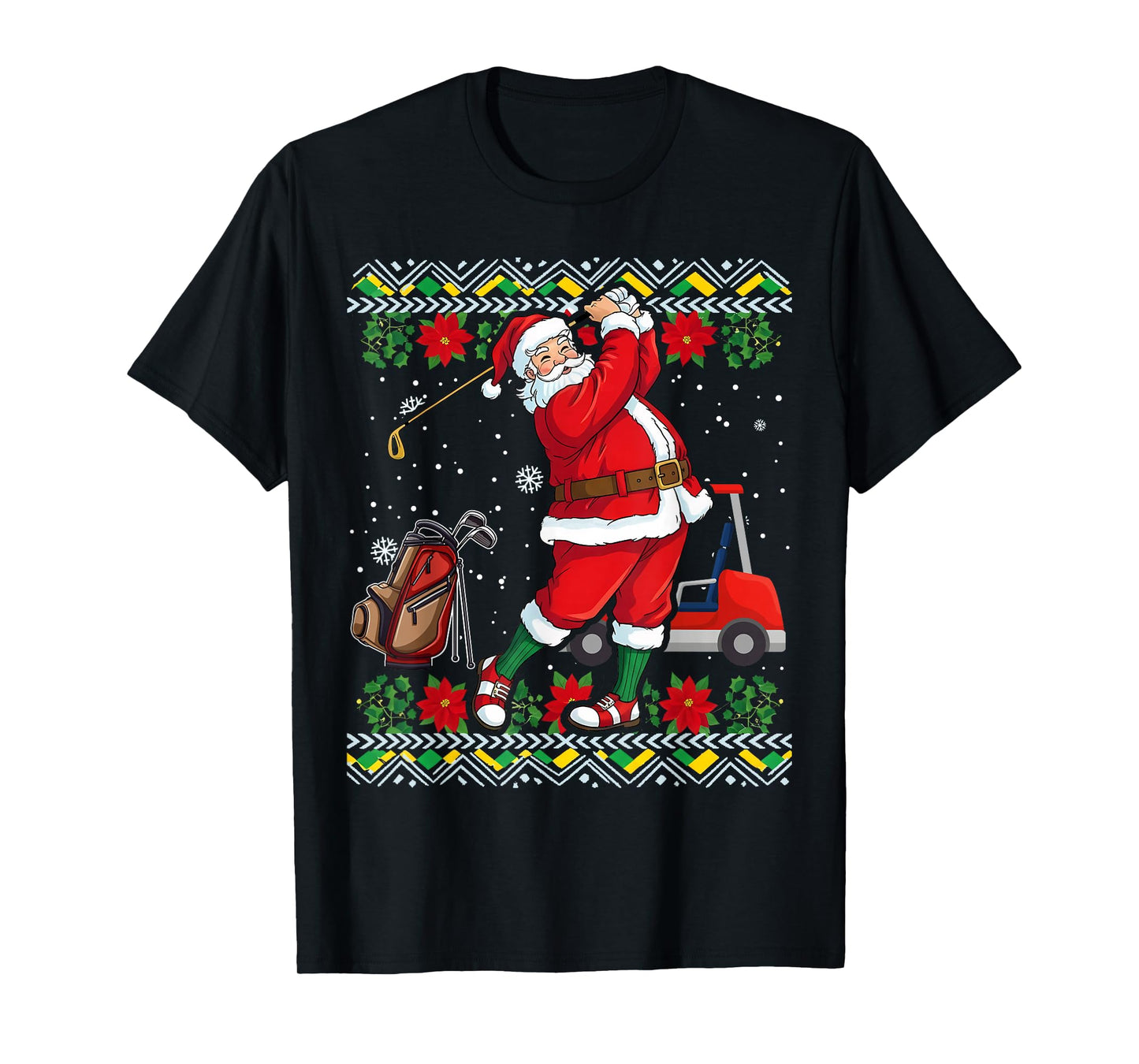 Golf Ugly Christmas Santa Claus Golfer Golfing Men Dad T-Shirt