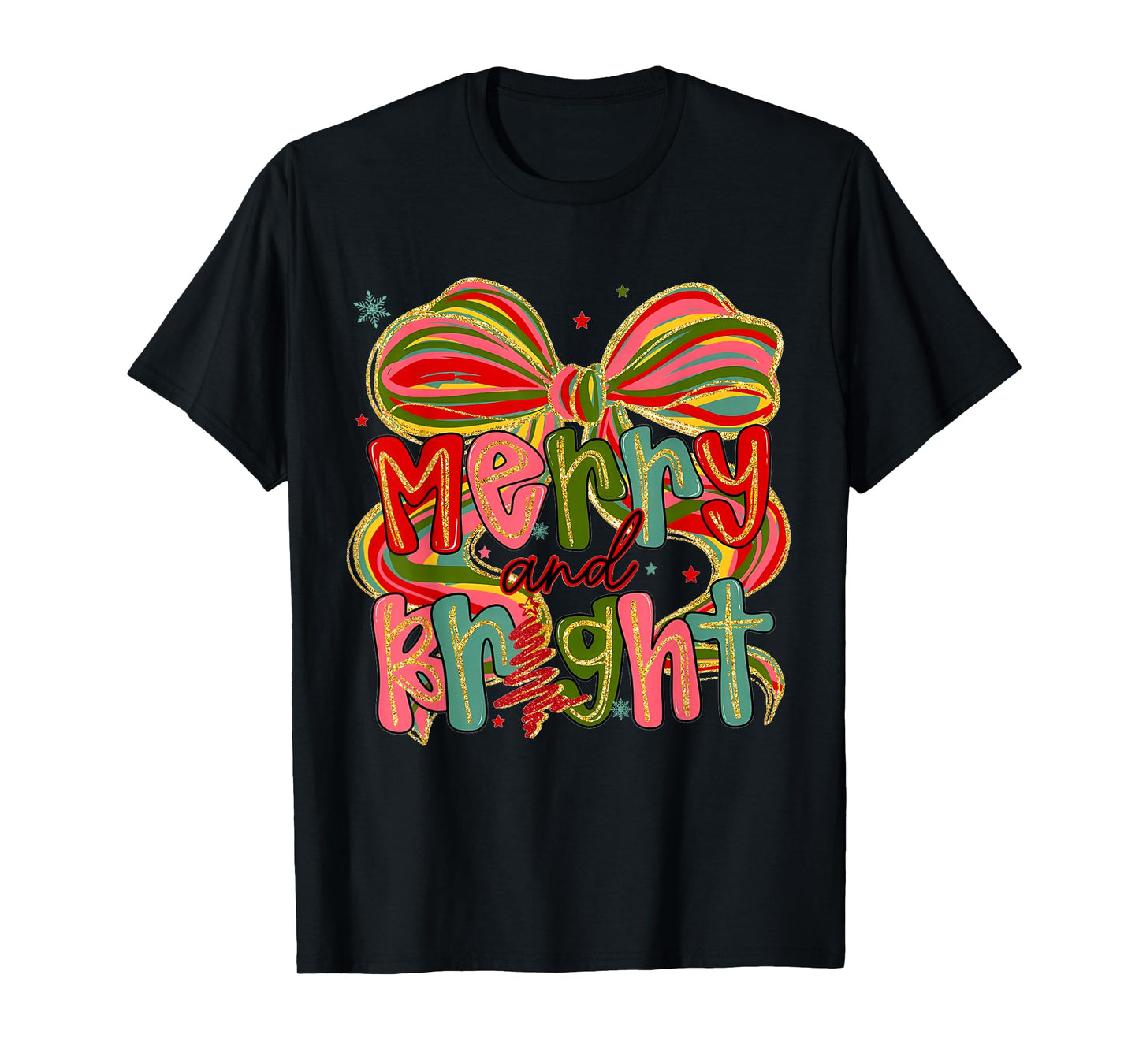 Coquette Bow Christmas Tree Preppy Merry and Bright T-Shirt