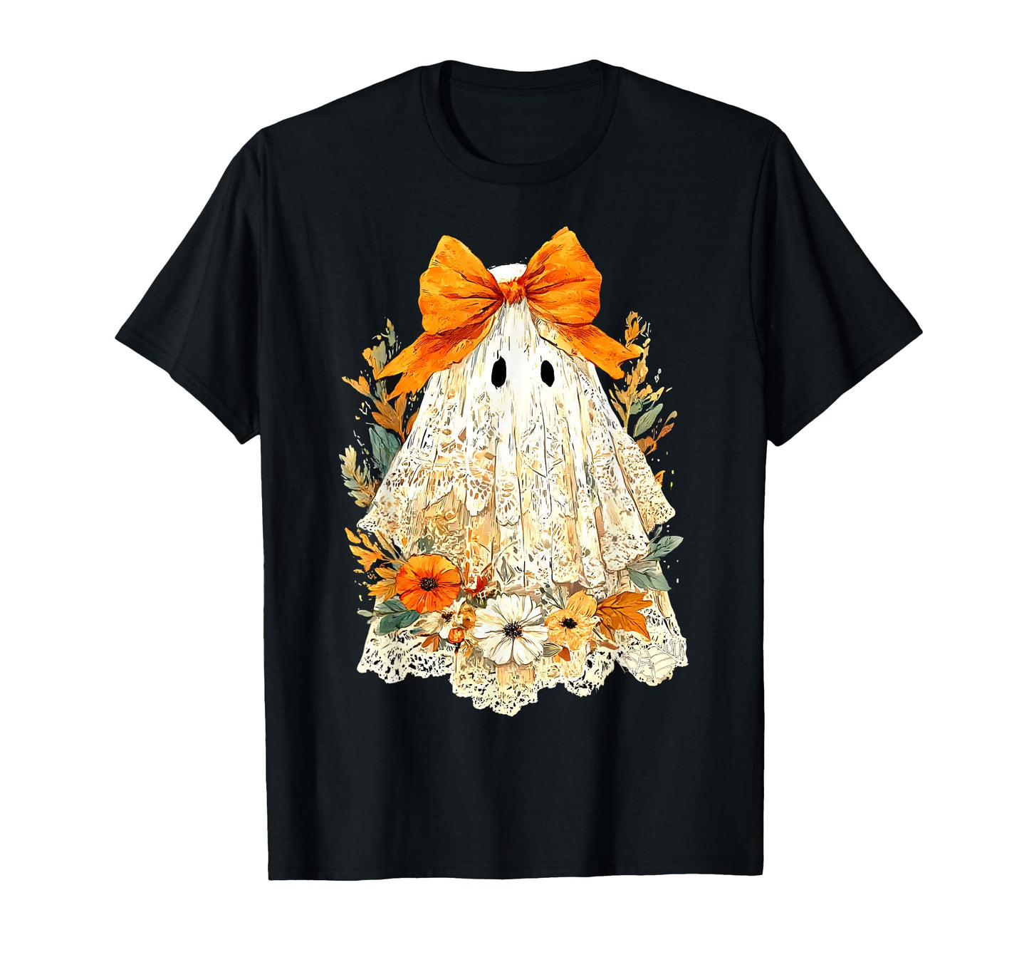 Lace Ghost Coquette Bow Vintage Women Girls Halloween Girly T-Shirt