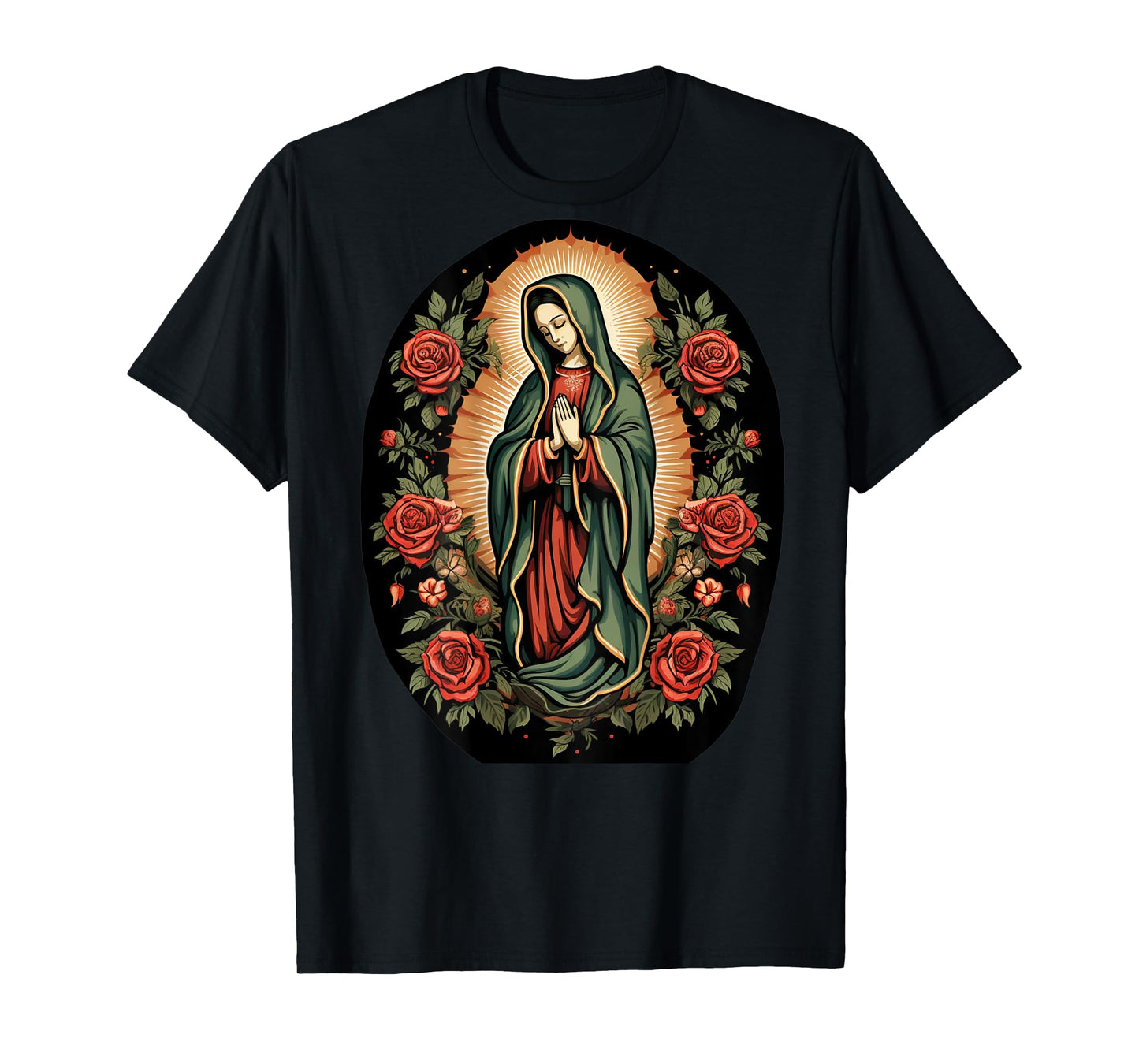 Our Lady De Guadalupe Sant Mary Back Print Christians T-Shirt