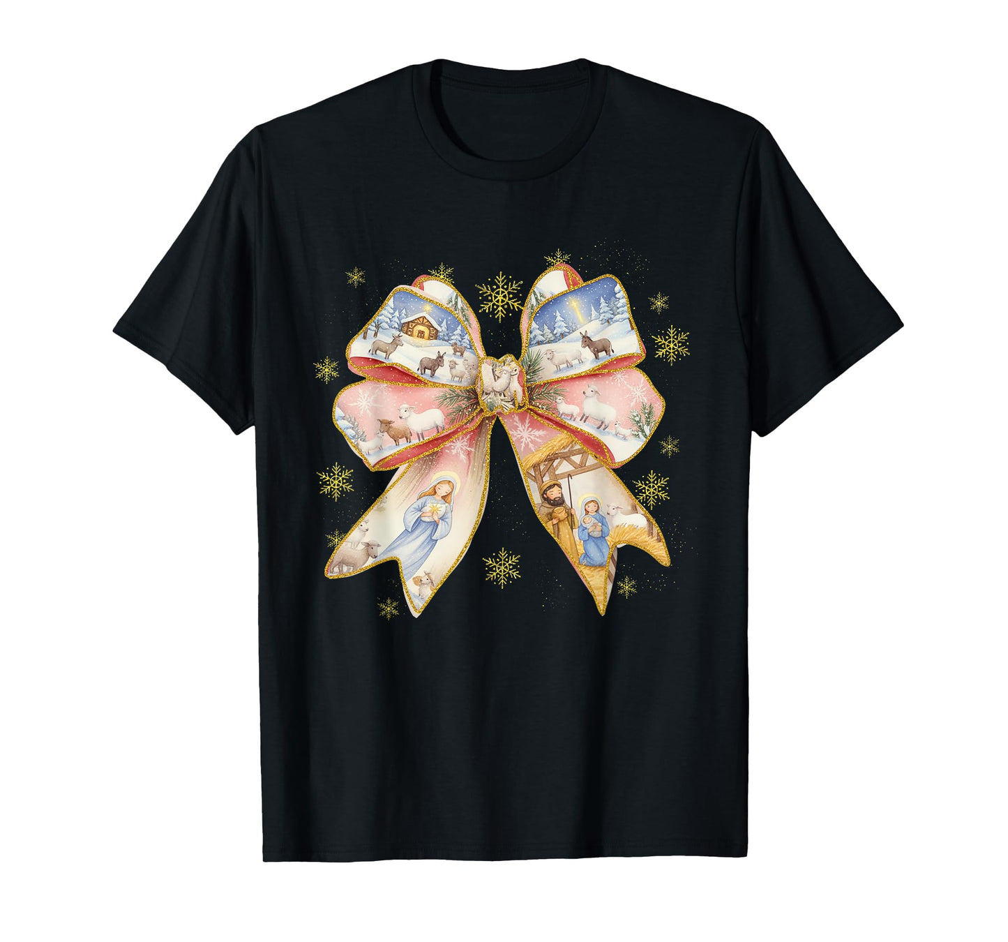 Jesus God Lover Coquette Nativity Scene Christmas Xmas Vibes T-Shirt