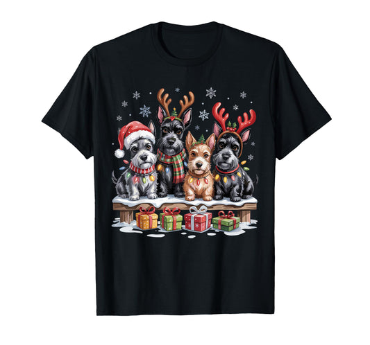 Cute Scottish Terrier Christmas Puppies Dog Lovers Holiday T-Shirt
