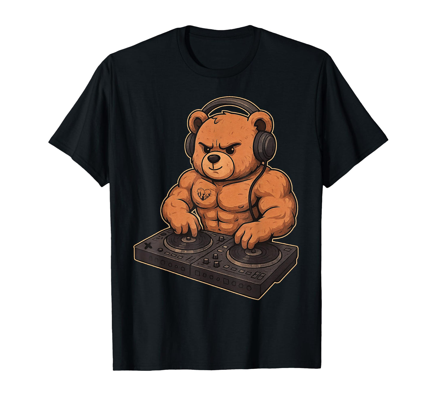 Funny House Electronic Music EDC Rave Outfits Animal Bear DJ T-Shirt