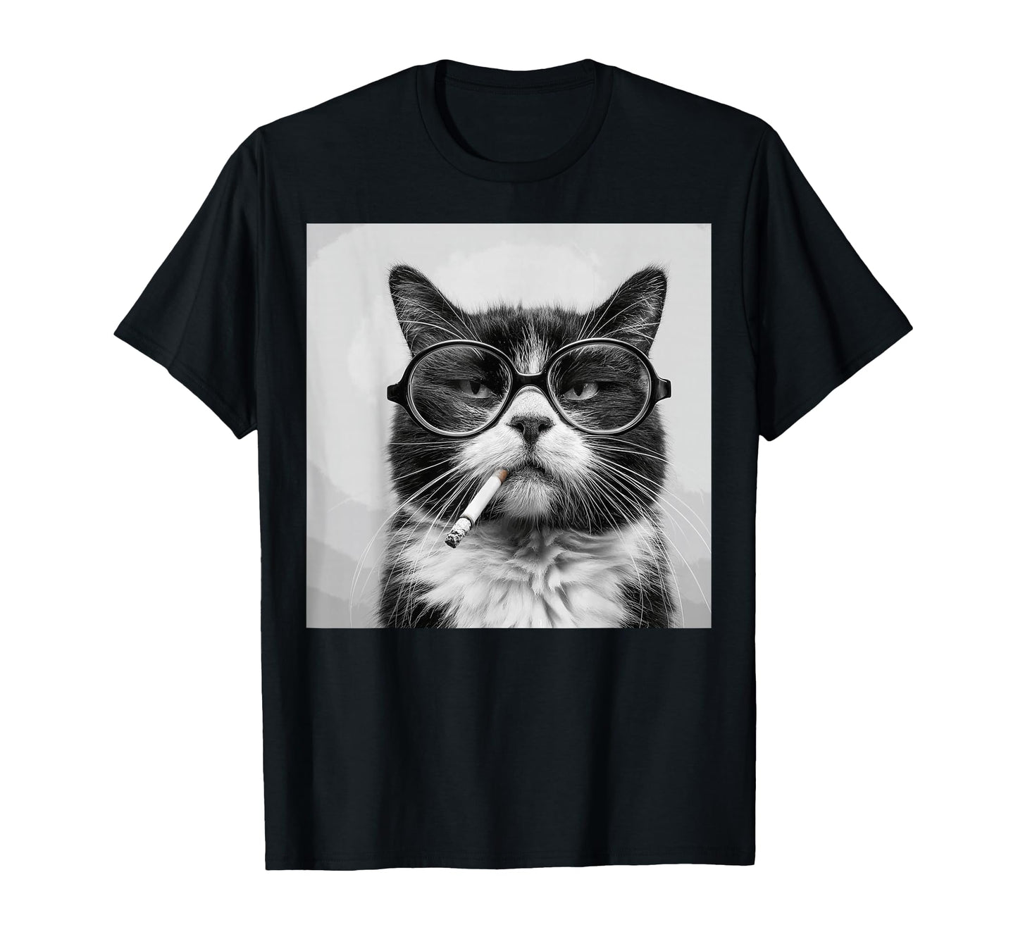 Funny Graphic Cat Smoking Adult Funny T-Shirt