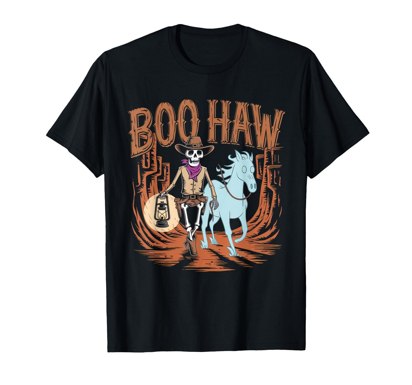 Halloween Costume Boo Haw Witch Skeleton Scary Rodeo Western T-Shirt