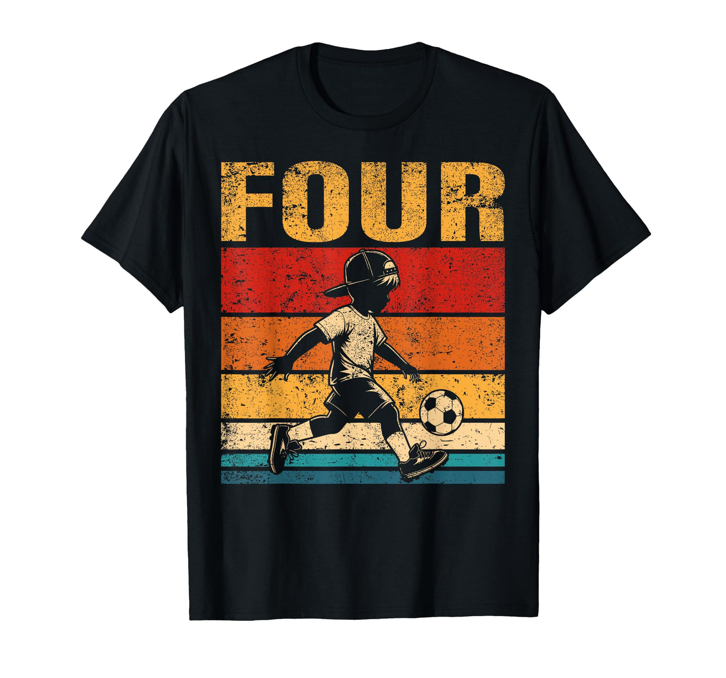 4 Year Old Soccer Boy Birthday Vintage 4th Birthday Boy T-Shirt