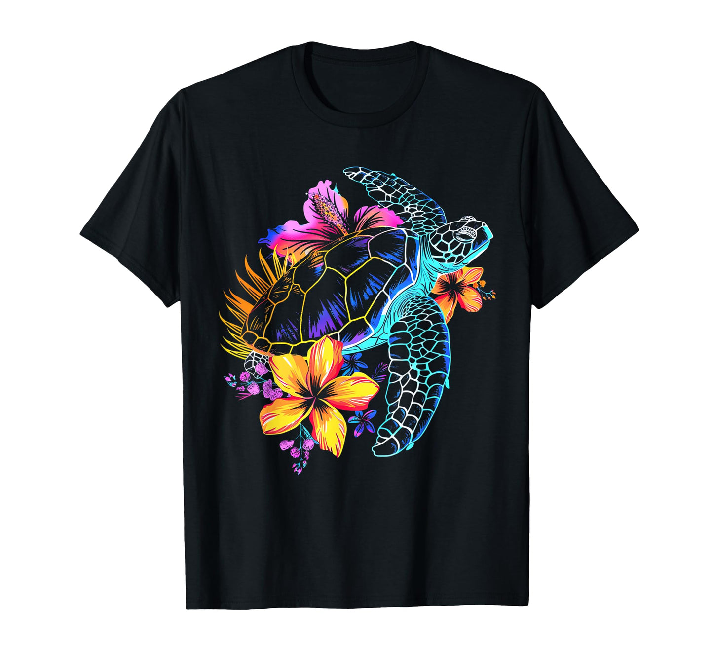 Sea Turtle Hawaiian Flowers Hawaii Scuba Diving Diver T-Shirt