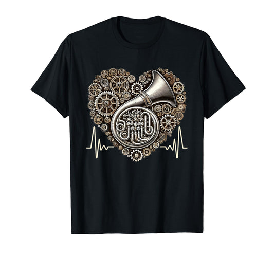 Tuba Heartbeat Steampunk Brass Music Tubist T-Shirt
