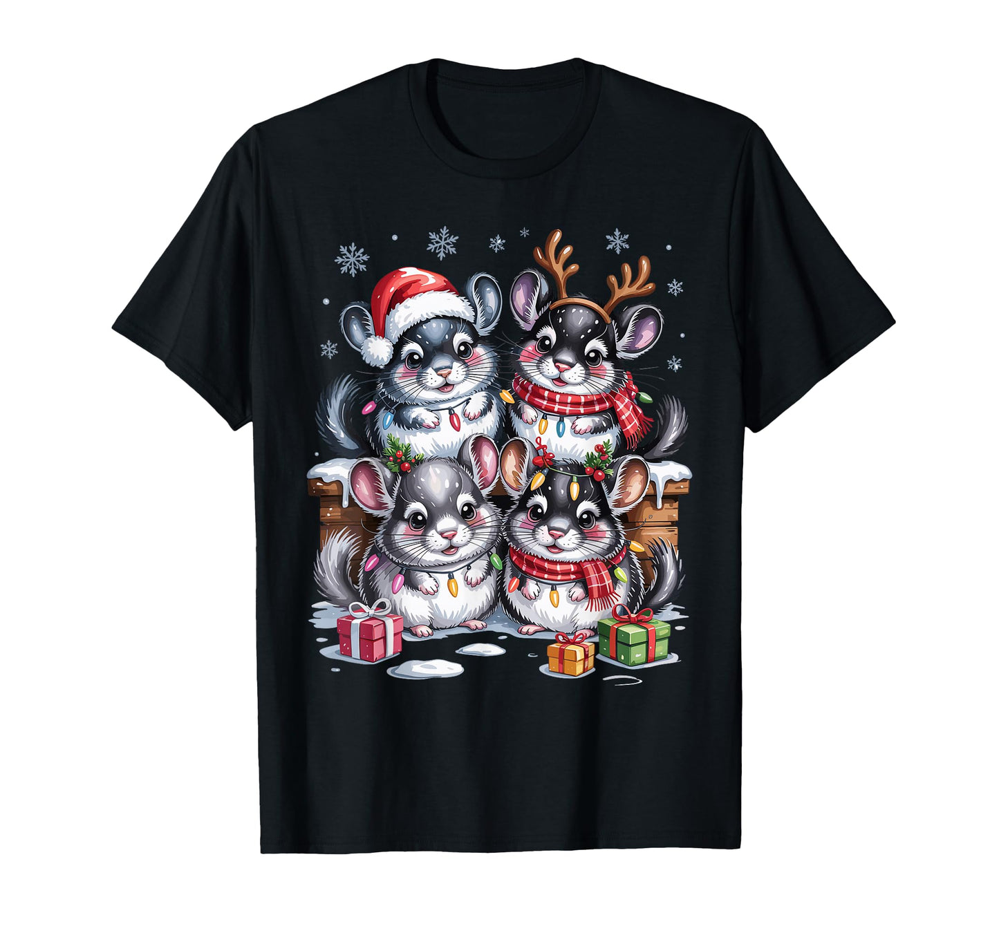 Chinchilla Christmas Cute Pet Lovers Funny Holiday Pajamas T-Shirt