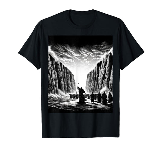 Moses parting the Red Sea with the Israelites T-Shirt