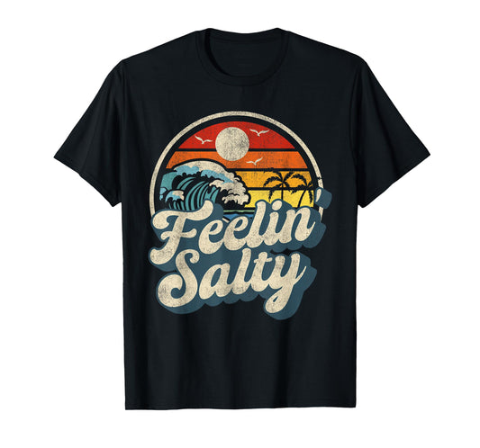 Feelin' Salty Summer Beach Vintage Wave T-Shirt