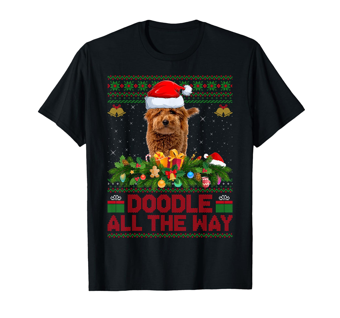 Goldendoodle Dog Ugly Christmas Sweaters Pet Dog Lover Xmas T-Shirt