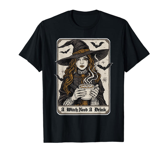 Vintage Halloween Witch Pumpkin Spice Latte Syrup Creamer T-Shirt