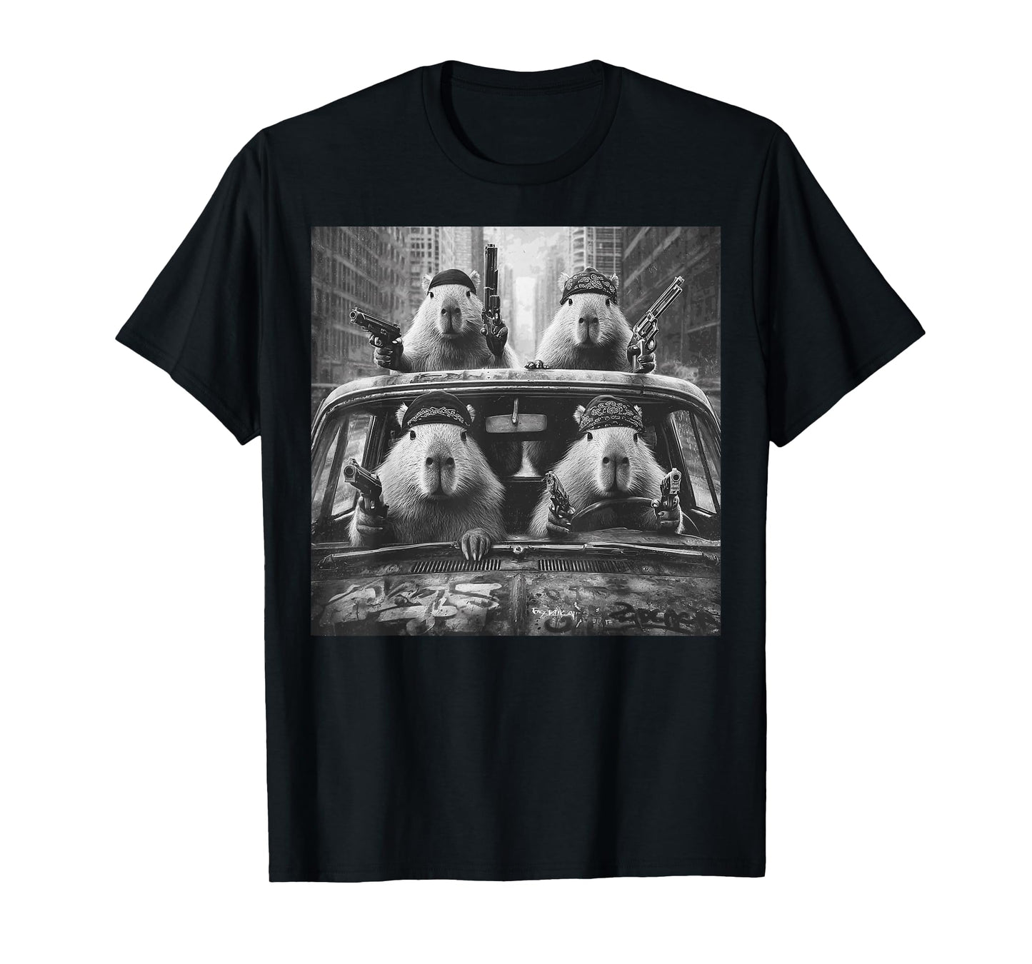 Funny Graphic Capybara Gangster Adult Funny T-Shirt