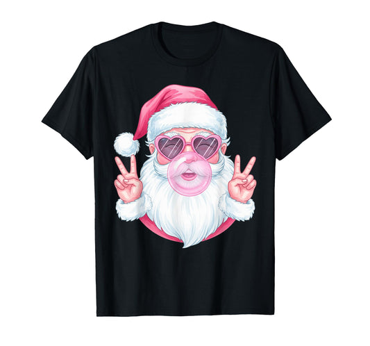Vintage Retro Santa Christmas Bubble Gum Pink Sunglasses Kid T-Shirt