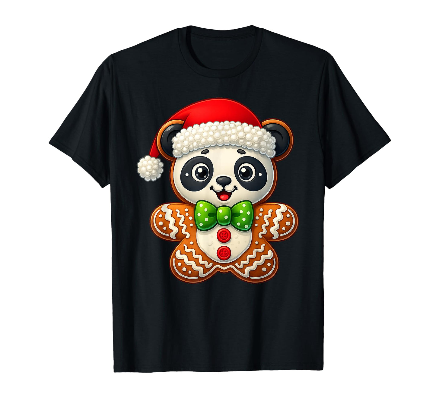 Funny Gingerbread Man Panda Christmas Tees Womens Mens Gifts T-Shirt
