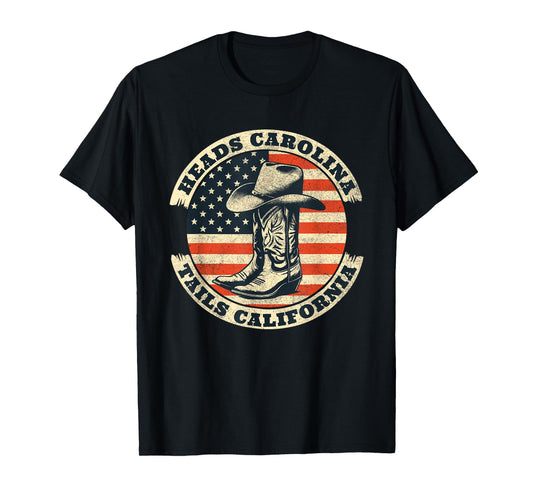 Heads Carolina Tail California Retro Vintage Country T-Shirt