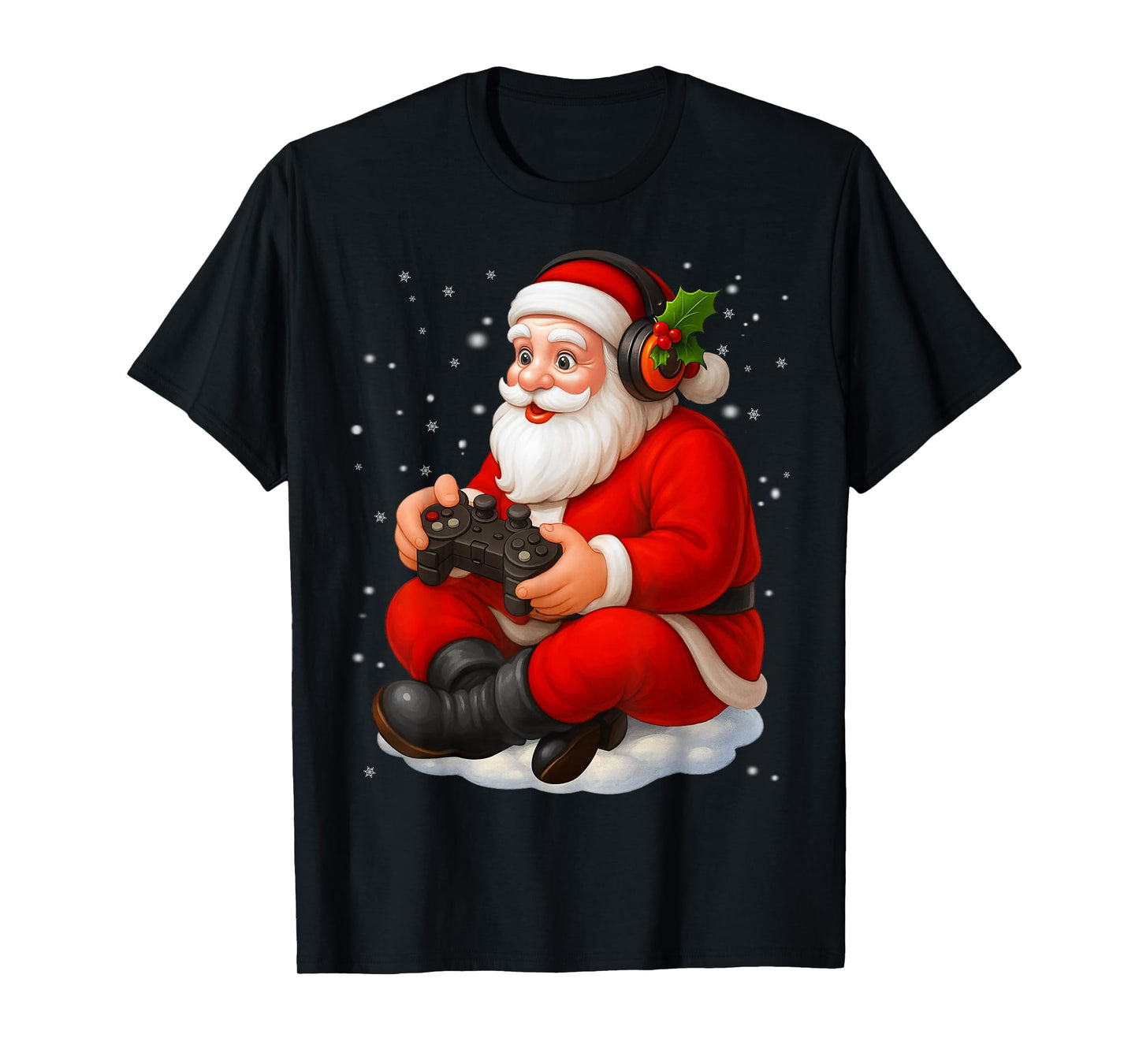 Funny Santa Video Game Snowflake Christmas Xmas Men Boy T-Shirt