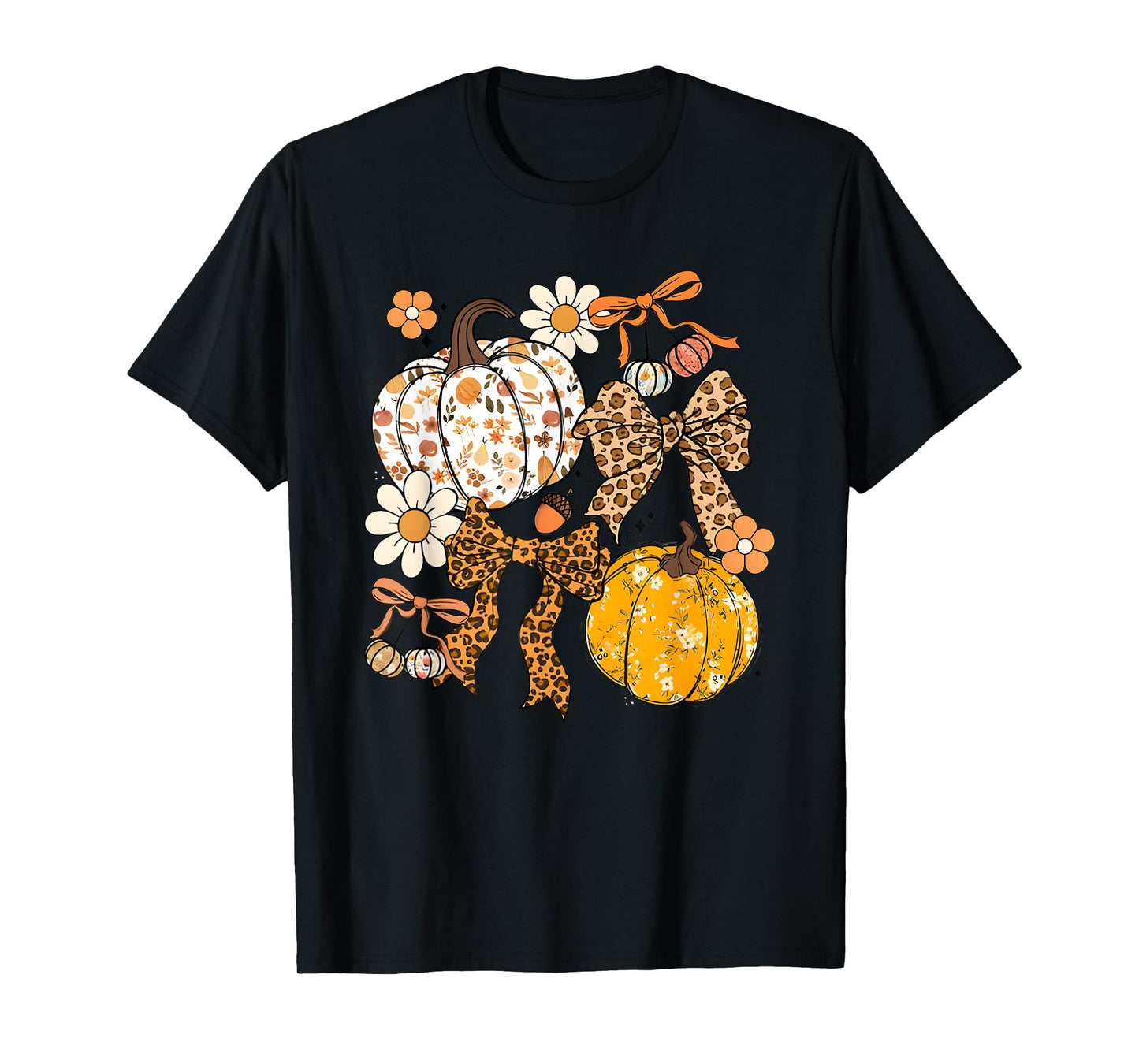 Floral Fall Pumpkin Boho Pumpkin Coquette Vintage Autumn T-Shirt
