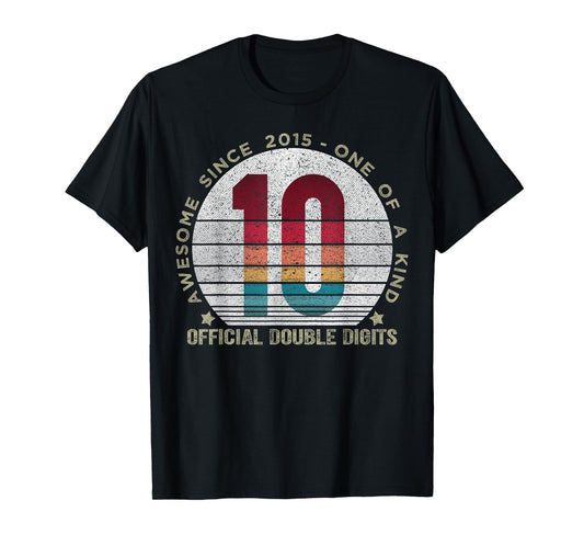 Official Double Digits 10 Year Old Gifts 10th Birthday 2015 T-Shirt