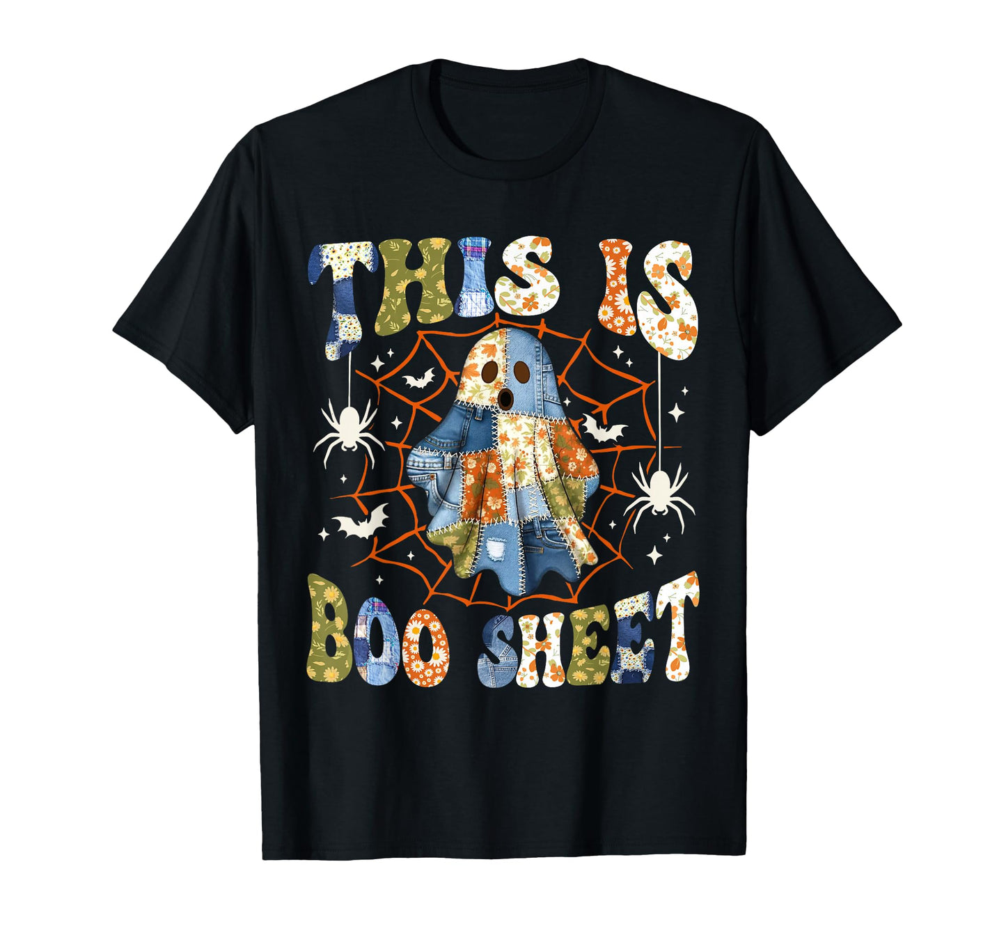Boo Sheet Ghost Funny Retro Groovy Preppy Costume Girls Kids T-Shirt