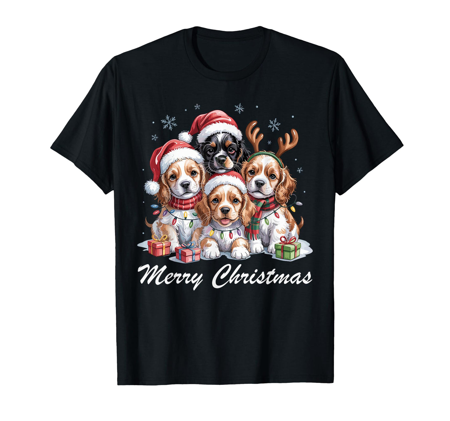 Cocker Spaniel Merry Christmas Funny Dog Lovers Holiday T-Shirt