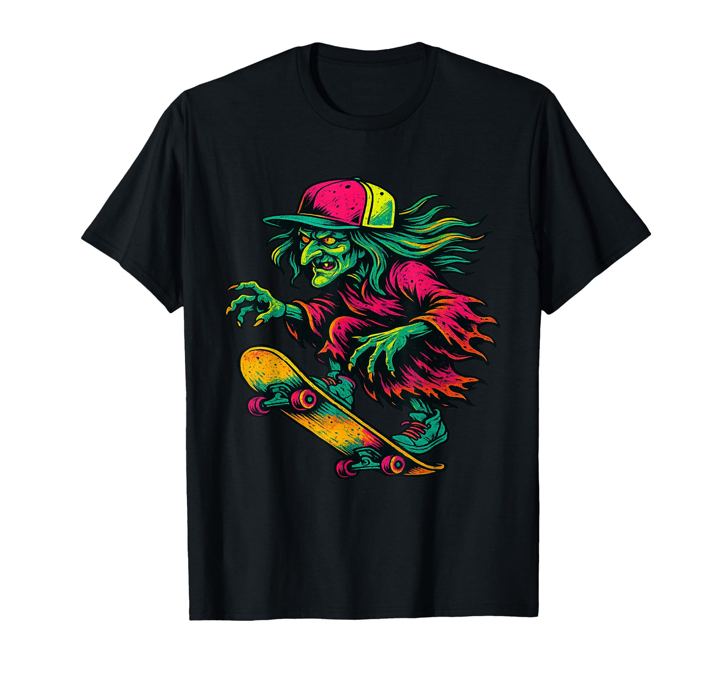 Skater Witch Gnarly Skateboard Witchy Spooky Sorcery T-Shirt