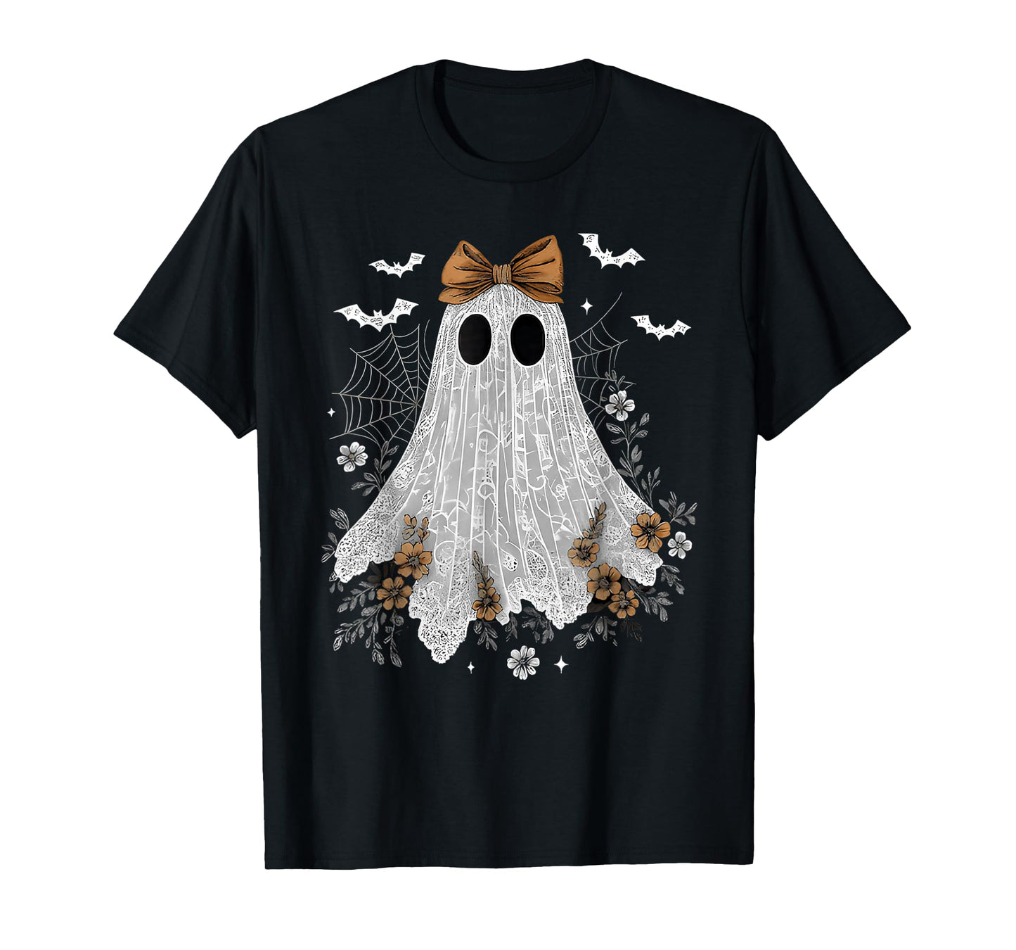 Lace Ghost Coquette Bow Vintage Women Girls Halloween Girly T-Shirt