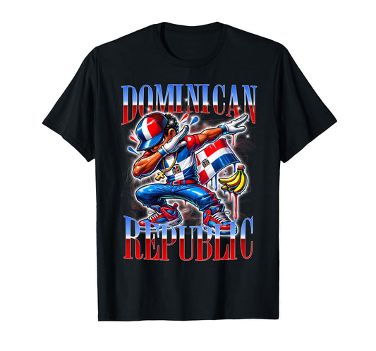 Dominican Republic Flag Dab Urban Streetwear Design T-Shirt