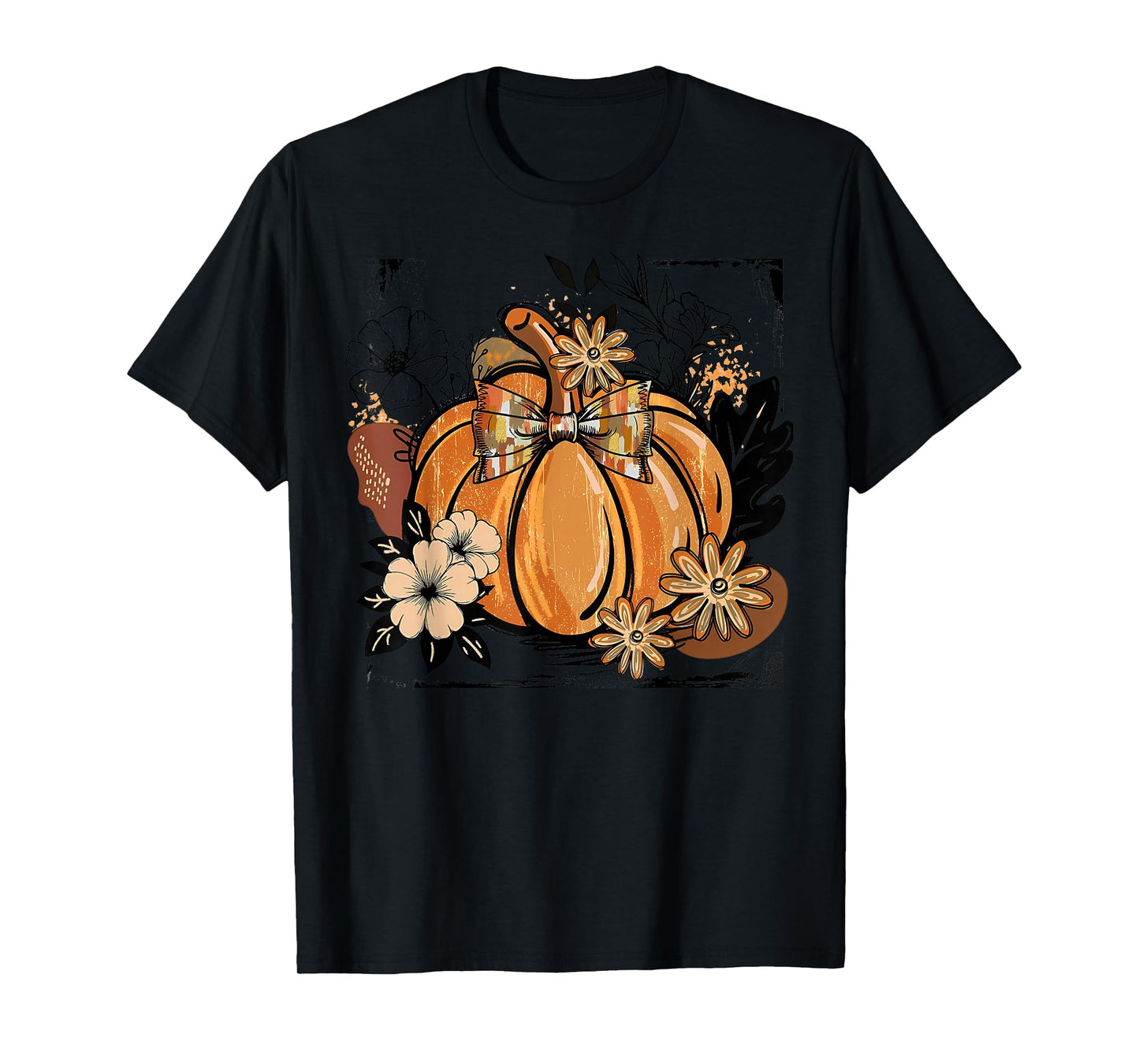 Floral Fall Pumpkin Boho Pumpkin Coquette Vintage Autumn T-Shirt