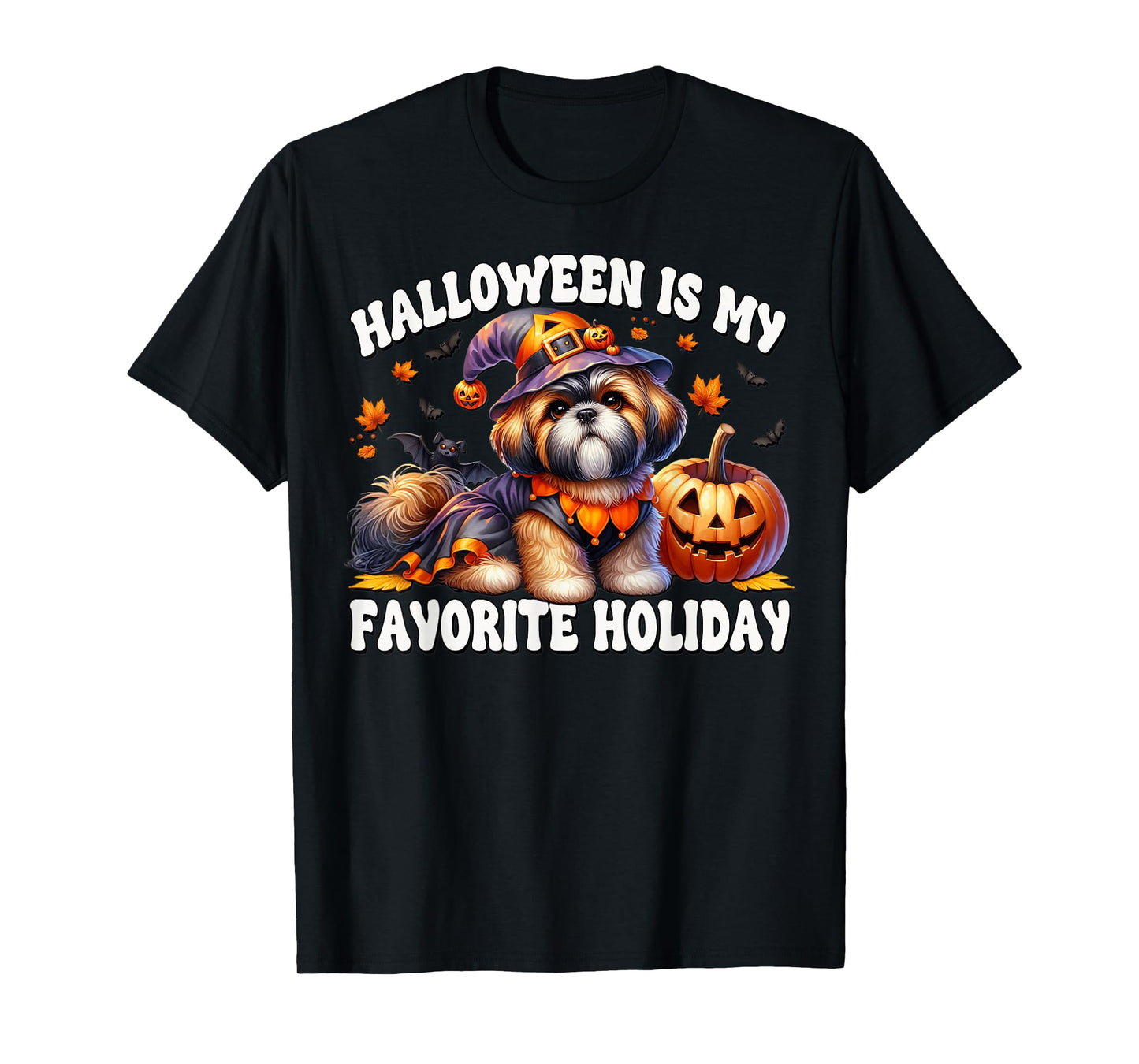 Maltese Shih Tzu Graphic Halloween is My Favorite Holiday T-Shirt