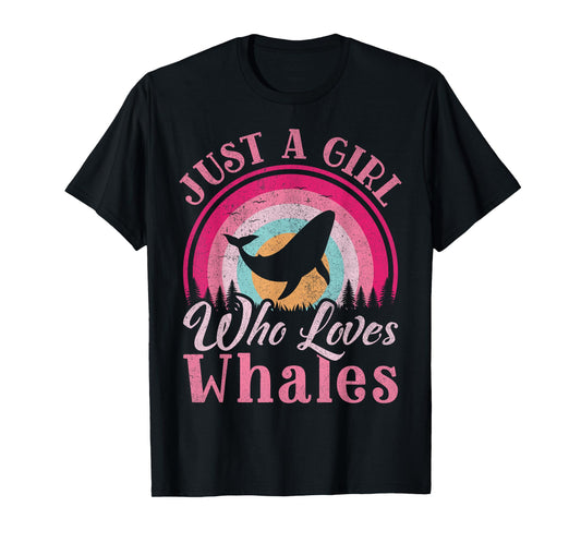 Just A Girl Who Loves Whales Women Girls Vintage Whale T-Shirt