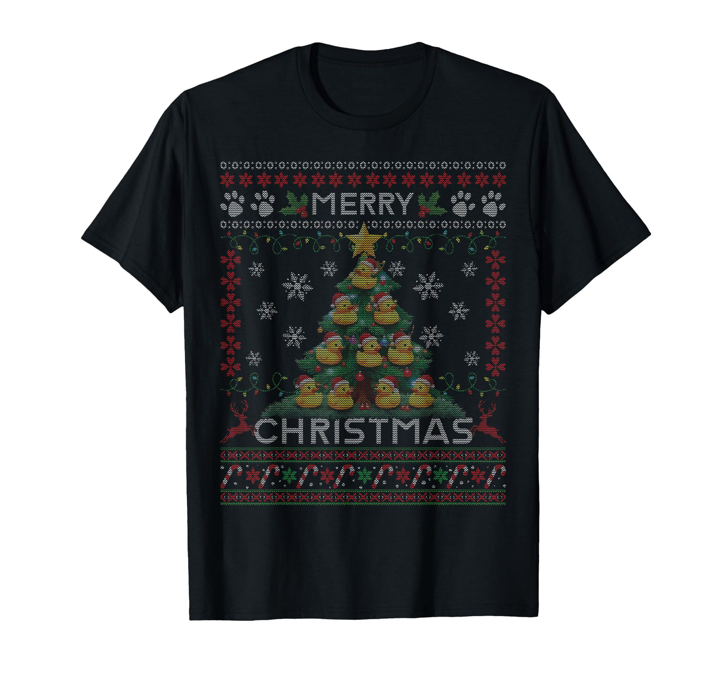 Ducks Christmas Tree Merry Christmas Funny Ugly Christmas T-Shirt