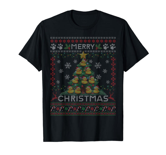 Ducks Christmas Tree Merry Christmas Funny Ugly Christmas T-Shirt