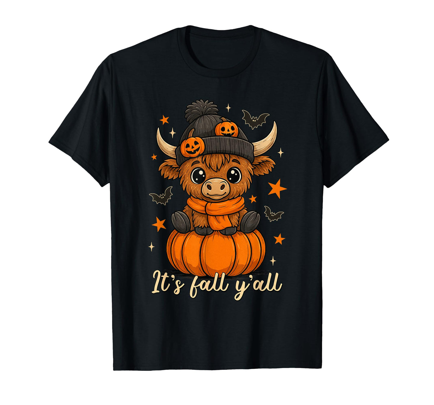 It's Fall Y'all Highland Cow Pumpkin Fall Cow Thanksgiving T-Shirt