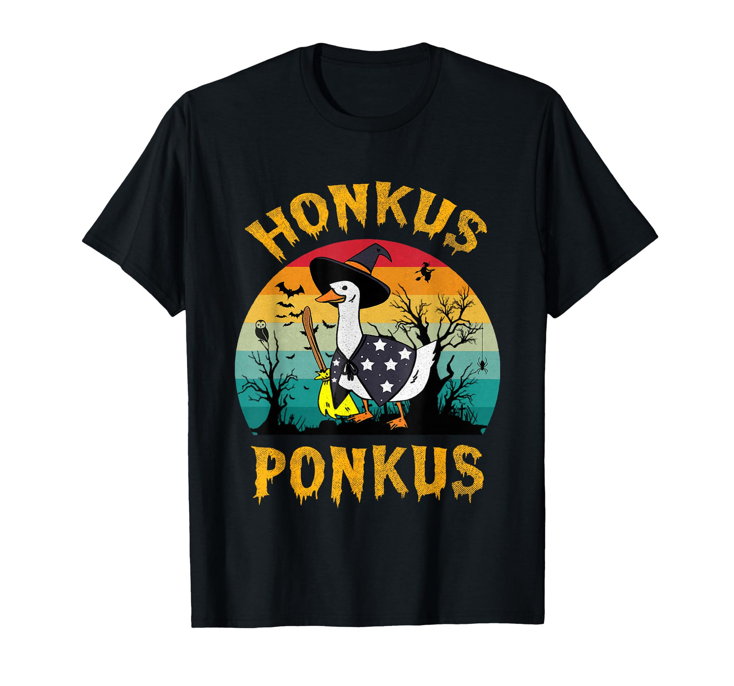 Funny Halloween Witches Duck Cute Retro Honkus Ponkus T-Shirt