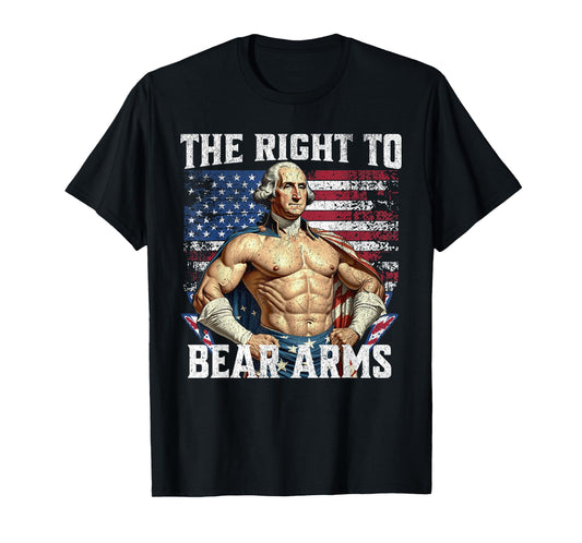 Bodybuilding 4th of July Dad USA Flag 2nd Bear Arms T-Shirt