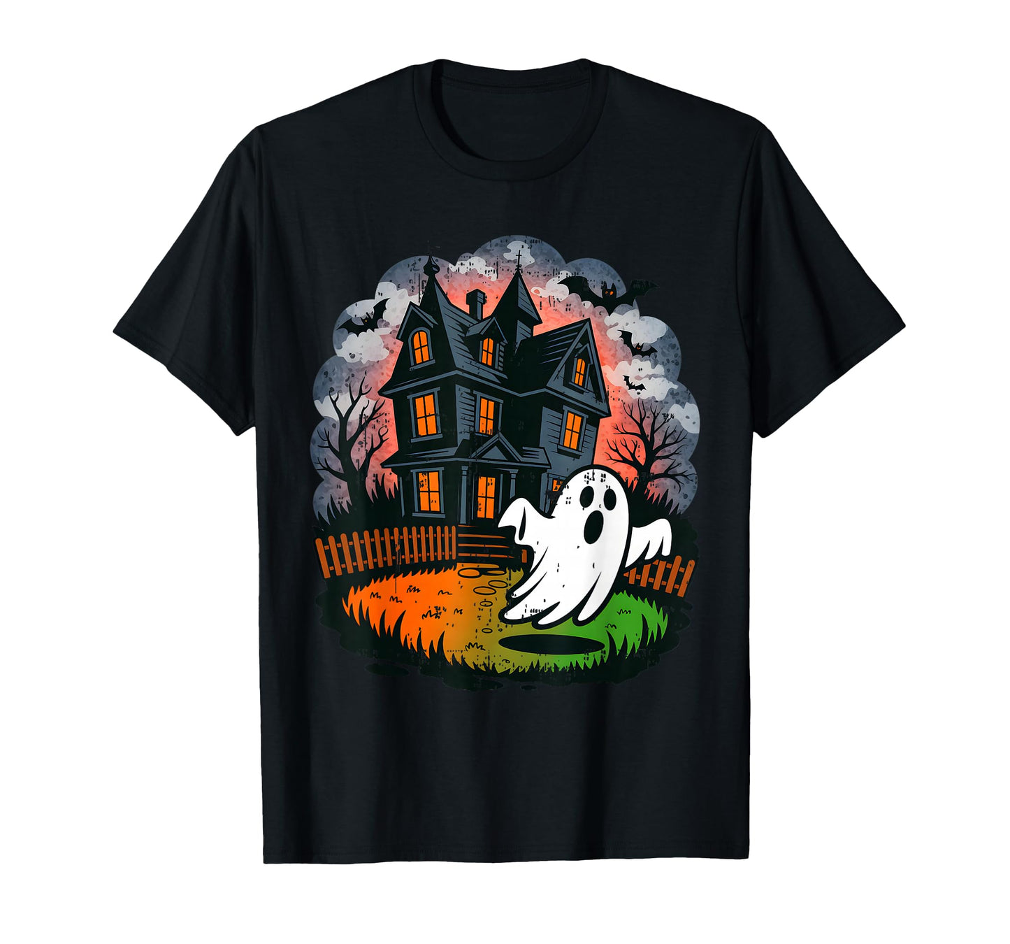 Vintage Ghost Boo Haunted House Halloween Costumes Boy Men T-Shirt