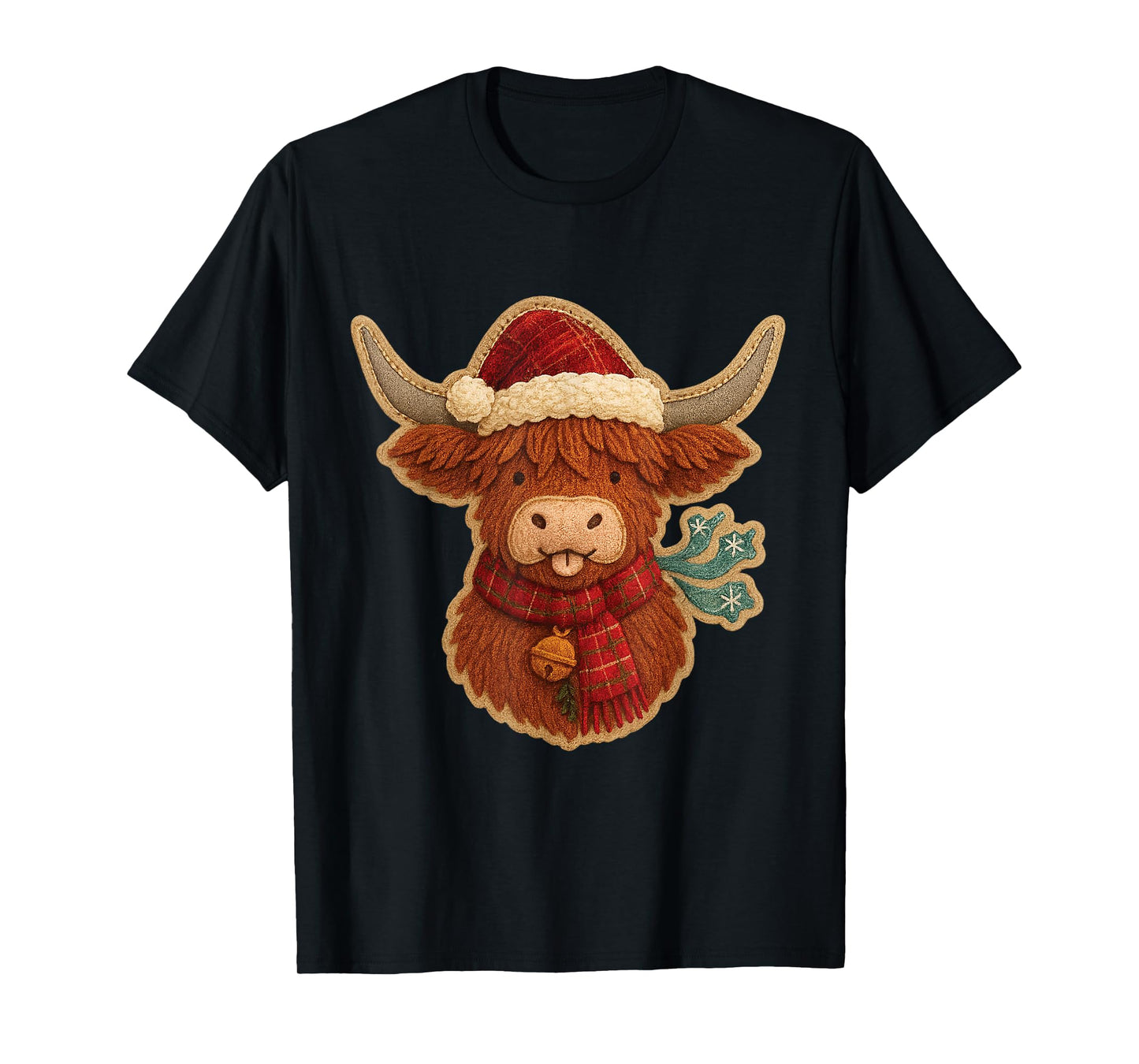 Highland Cow Christmas Cute Santa Hat Plaid Men Women Kids T-Shirt