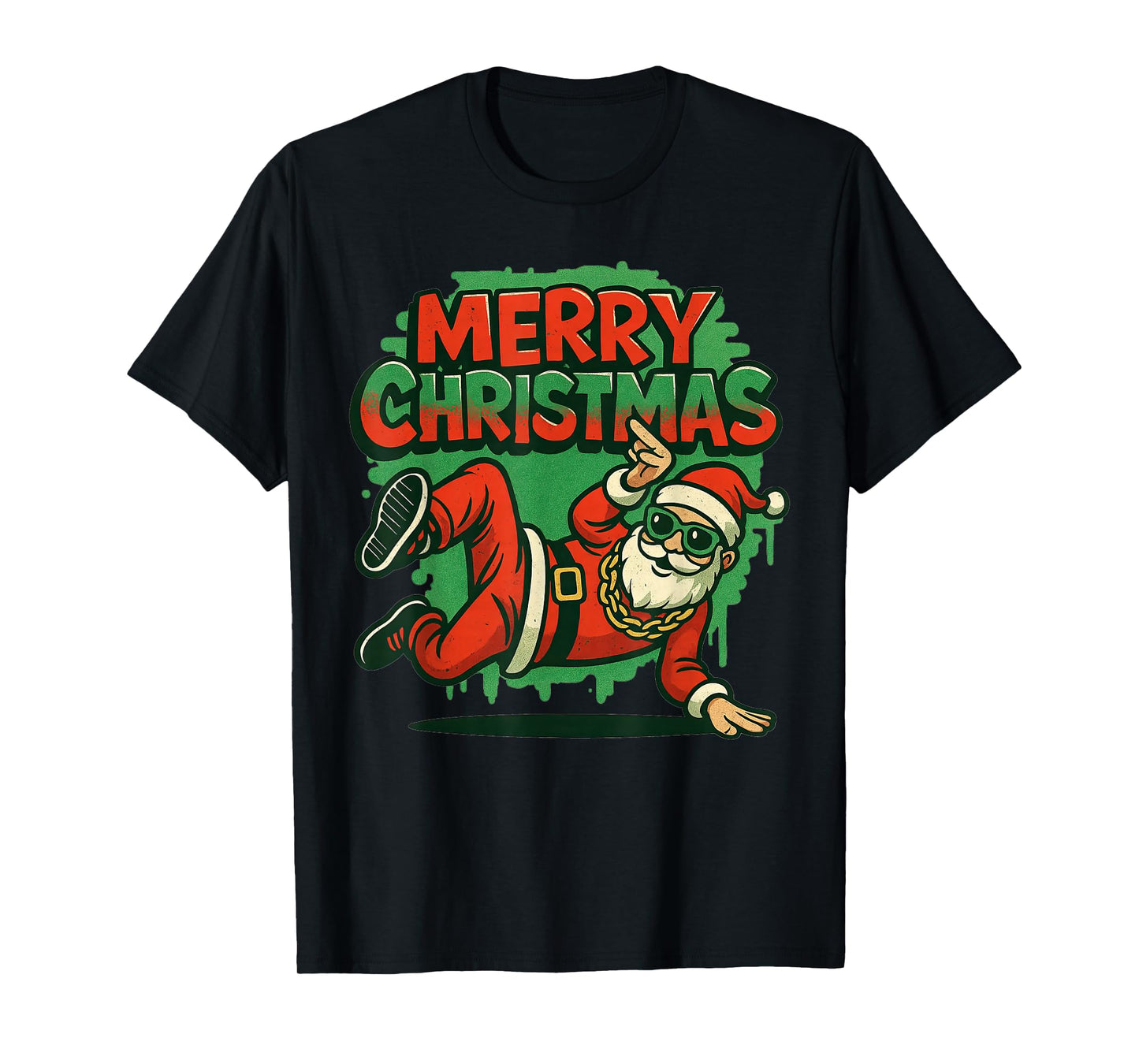 Cool Hip Hop Santa Graffiti Christmas Breakdancer T-Shirt