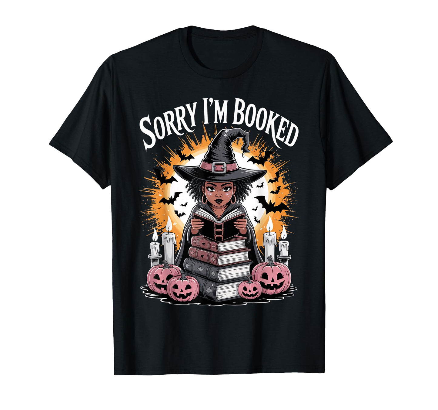 Halloween Book Lover Black Witch Spellbooks Booked Reading T-Shirt
