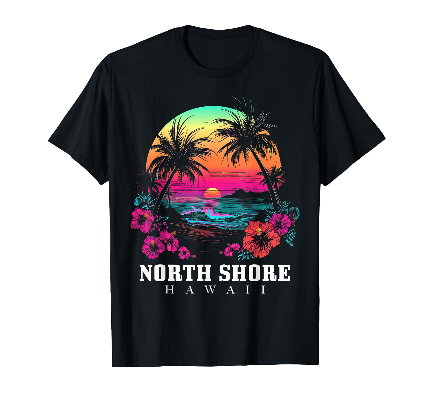 Surfer Souvenir North Shore Oahu Hawaii Hibiscus T-Shirt