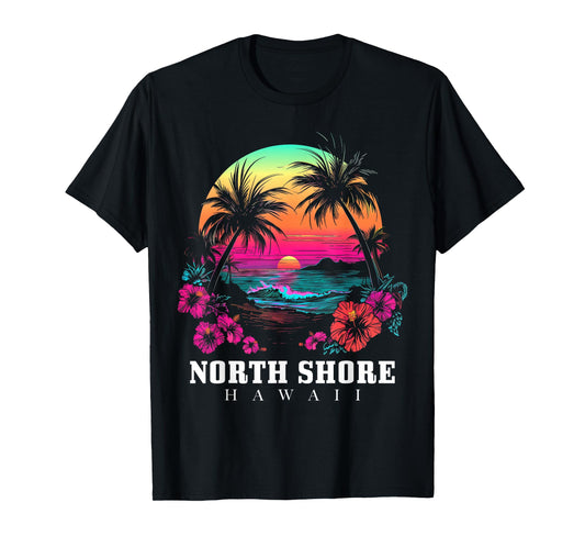 Surfer Souvenir North Shore Oahu Hawaii Hibiscus T-Shirt
