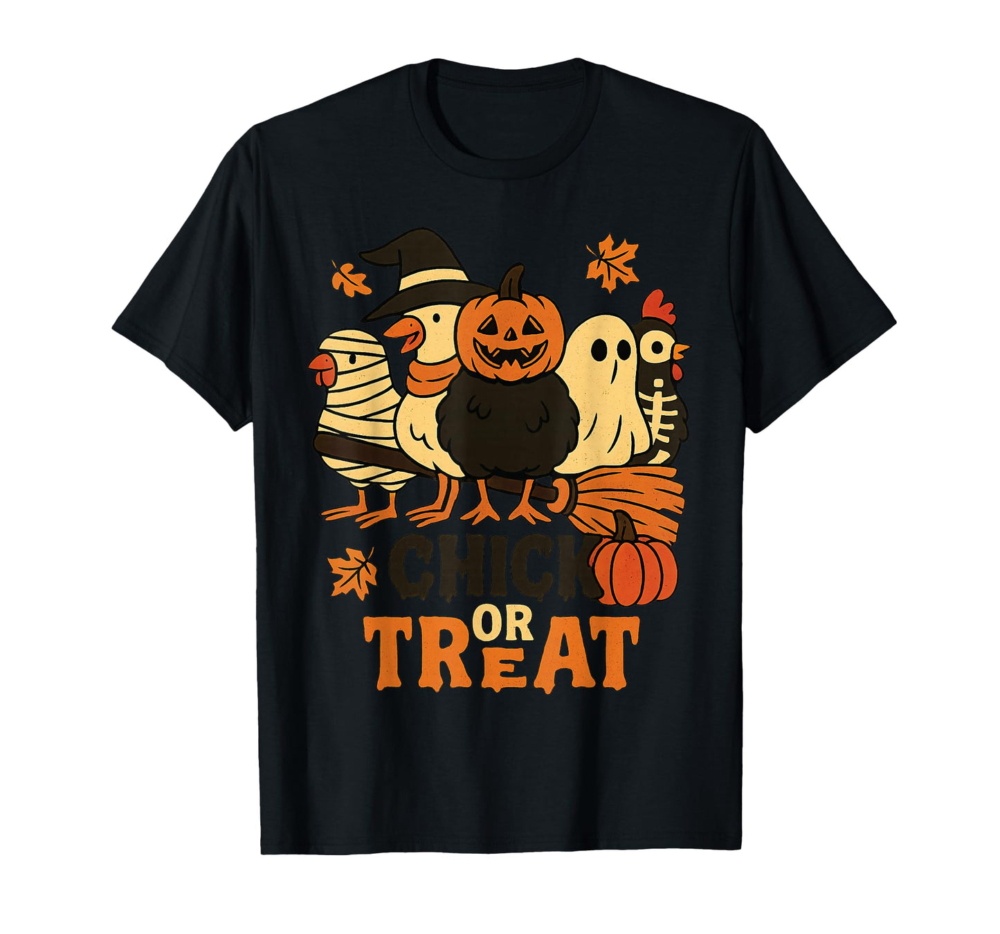 Halloween Chick Or Treat Pumpkin Spooky Witch Chicken T-Shirt