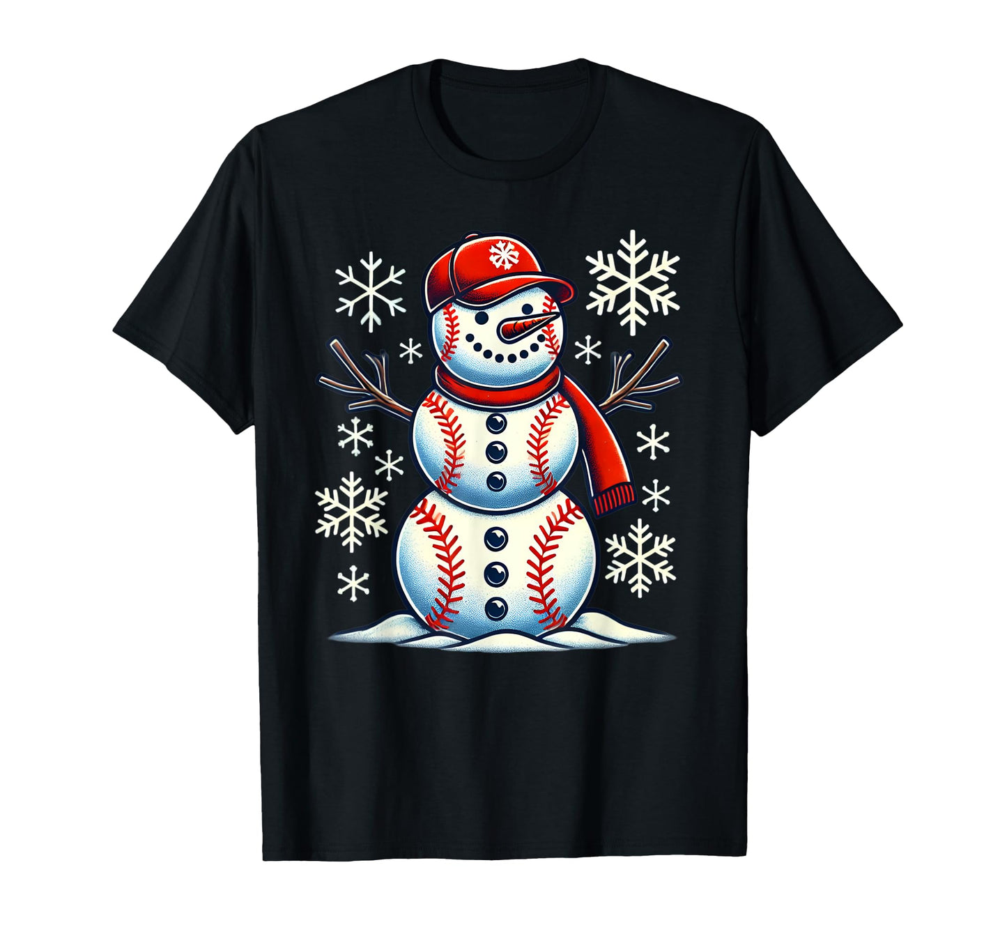 Christmas Baseball Snowman Boys Baseball Christmas Women Men T-Shirt