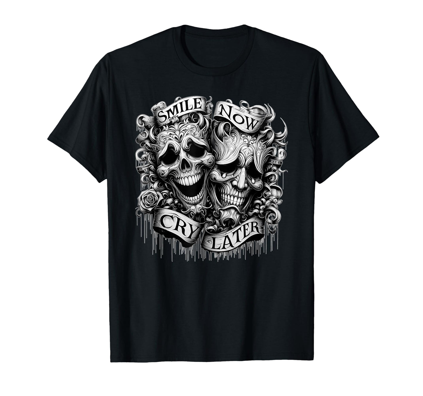 SMILE NOW CRY LATER Clown Chicano Art Shirt Gothic Cholo T-Shirt