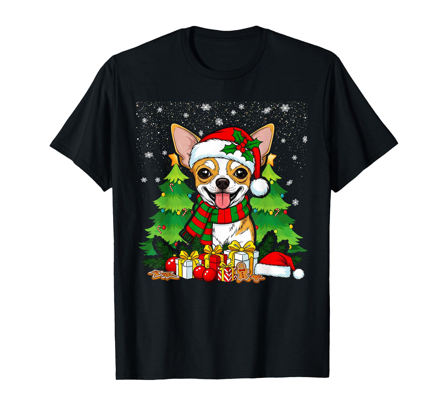 Chihuahua Christmas Style Santa Hat T-Shirt