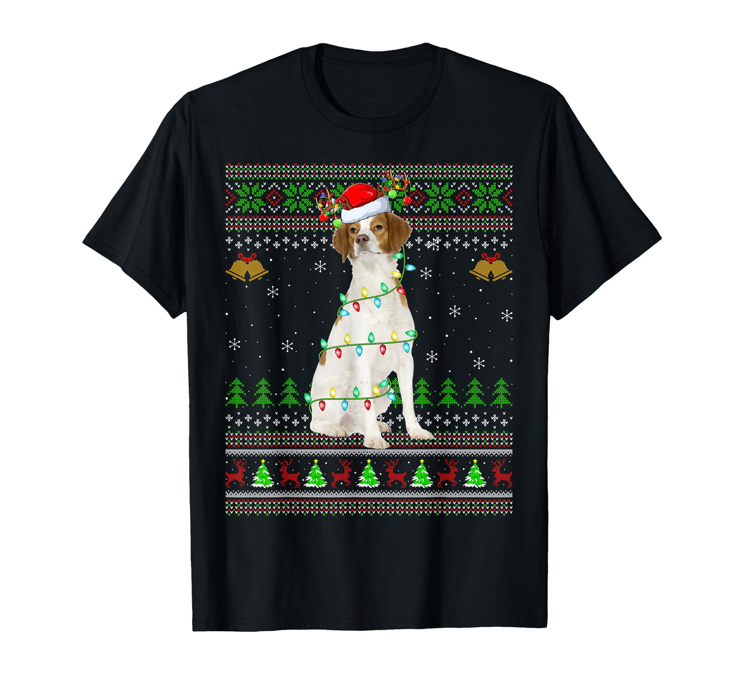 Brittany Spaniel Dog Ugly Christmas Sweaters Holiday Xmas T-Shirt